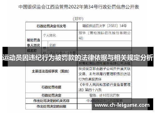 运动员因违纪行为被罚款的法律依据与相关规定分析 运动员因违纪行为被罚款的法律依据与相关规定分析